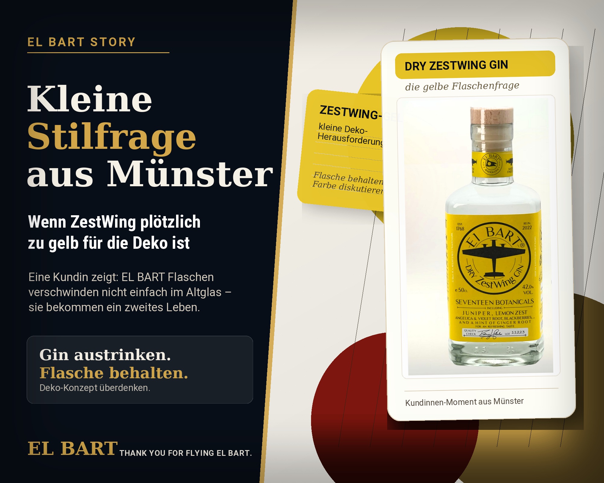 Upcycling mit EL BART Gin-Flaschen – und das neue Gelb des ZestWing Gin